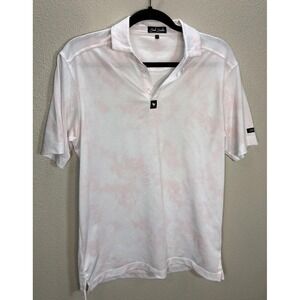 Bad Birdie Golf Polo Shirt Pink‎ White Tie Dye Short Sleeve Men's Small